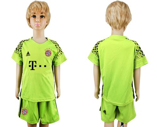 Bayern Munchen Blank Shiny Green Goalkeeper Kid Soccer Club Jersey - Click Image to Close